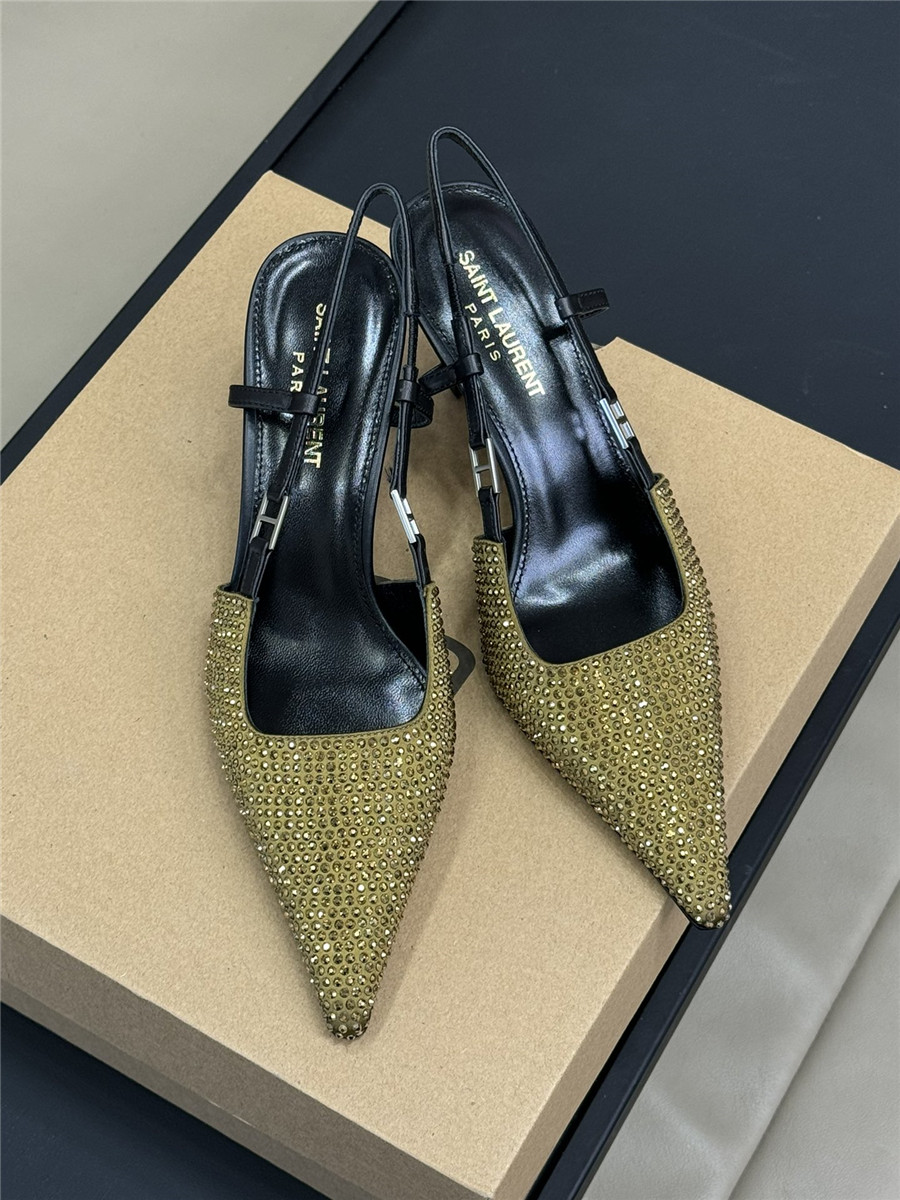 yves sa1nt lau*nt y51 D1am0nd slingback sandals