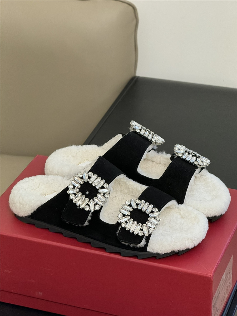 roger u1u1er d1am0nd buckle wool slippers