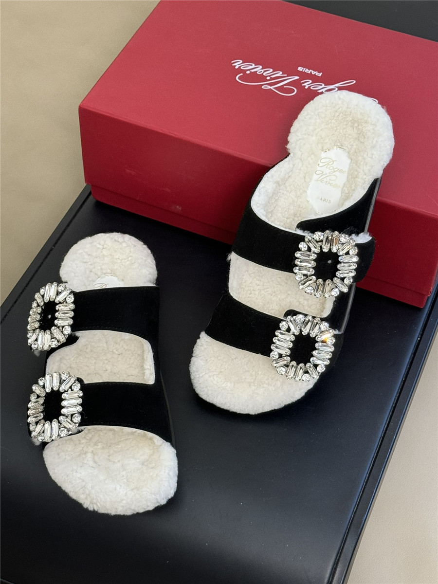 roger u1u1er d1am0nd buckle wool slippers