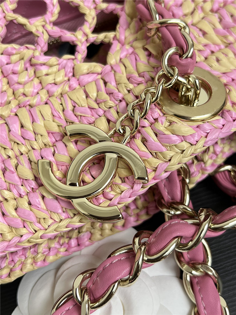 Ch**el coco raffia weave bag