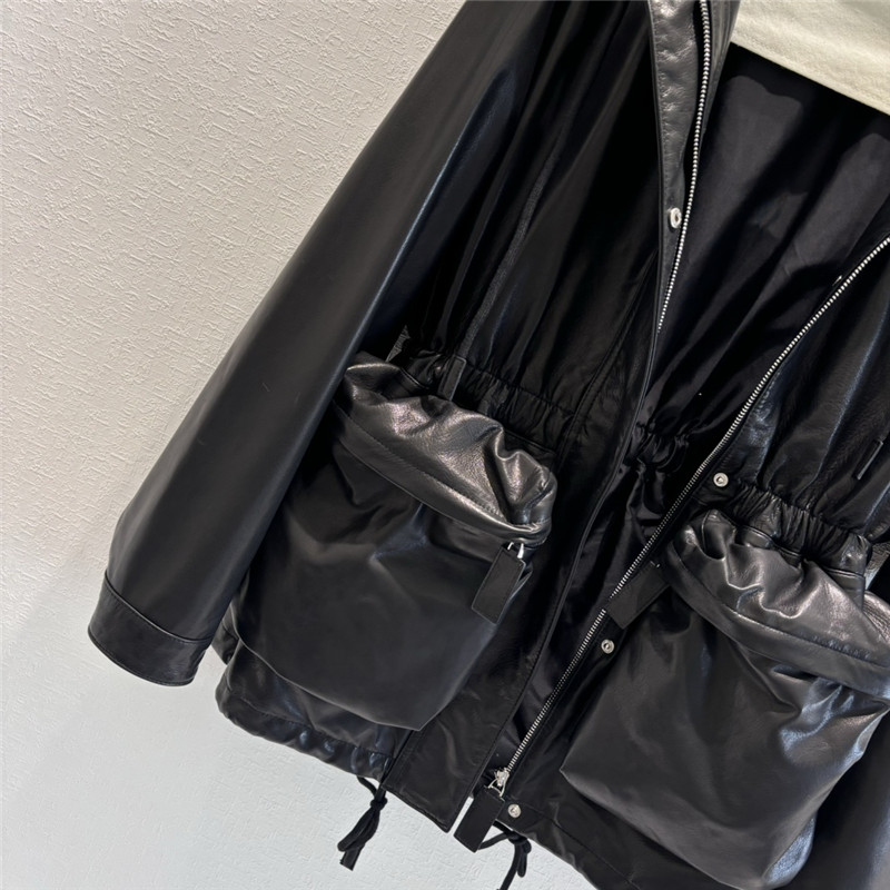 Pra*a hooded leather jacket
