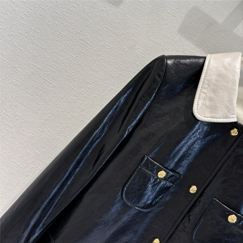 Ch**el mid-length leather jacket
