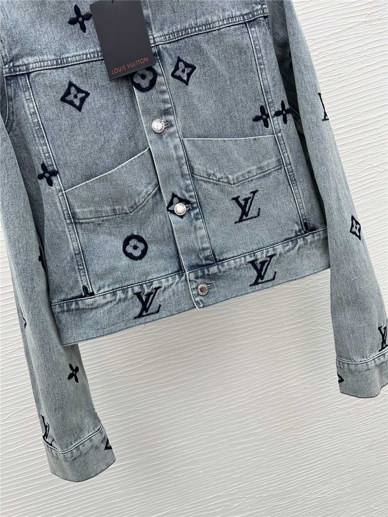 l0vis Vvtt0n lv logo embroidered denim jacket