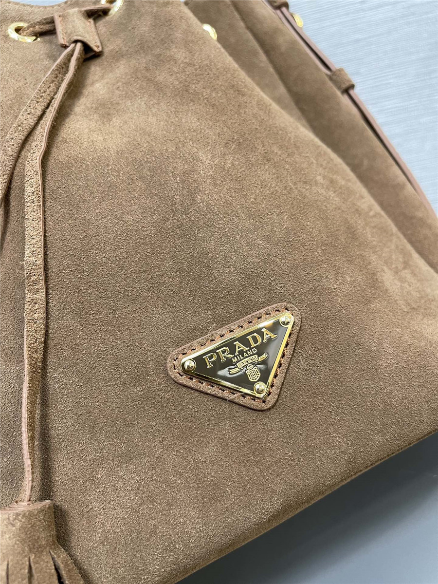 Pra*a suede bucket bag