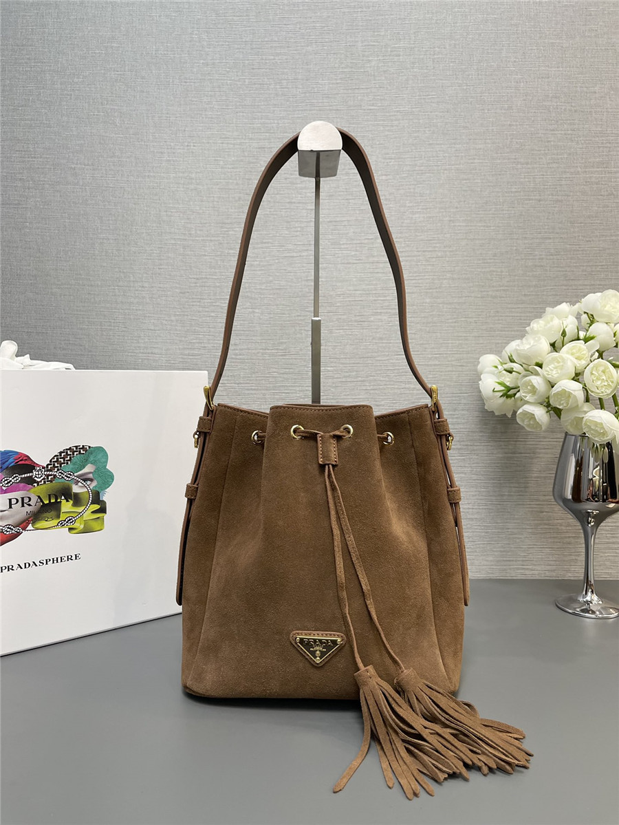 Pra*a suede bucket bag