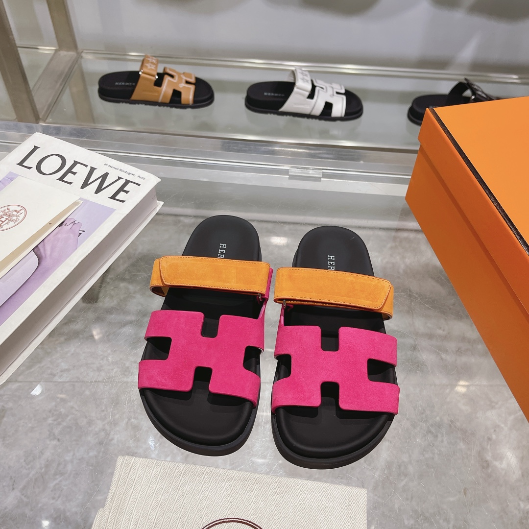 H**me5 chypre pink brown suede sandals