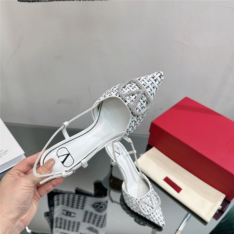 va1e*ntin0 heavy woven v D1am0nd high heel sandals