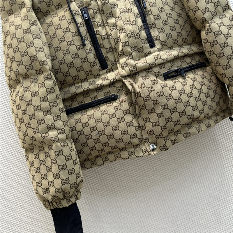Gvc*1 hooded double g jacquard down jacket