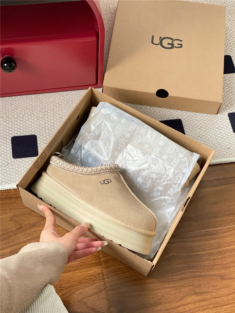 ugg thick-soled ethnic-style half-mug with wool lining