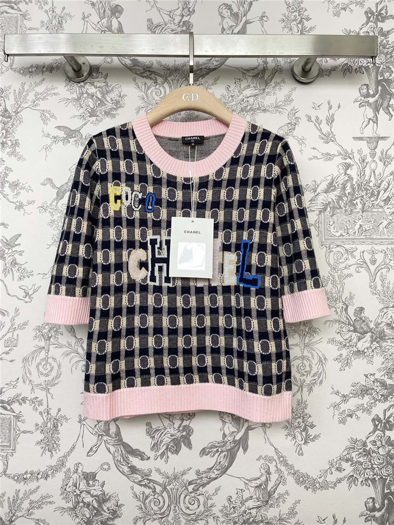 Ch**el new spring and summer knitted mid-sleeve top