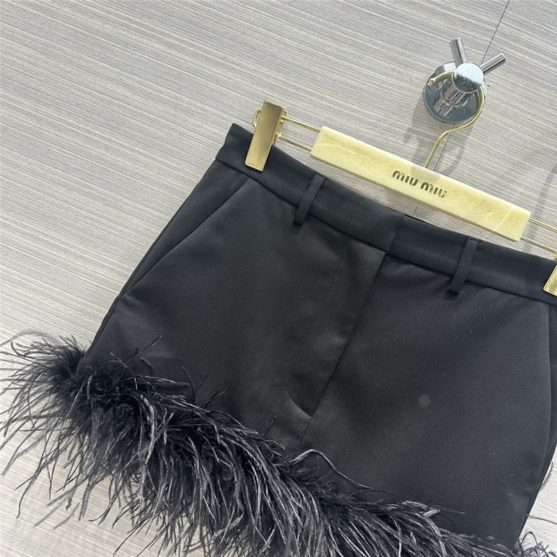 Pra*a lady style feather haute couture mini skirt