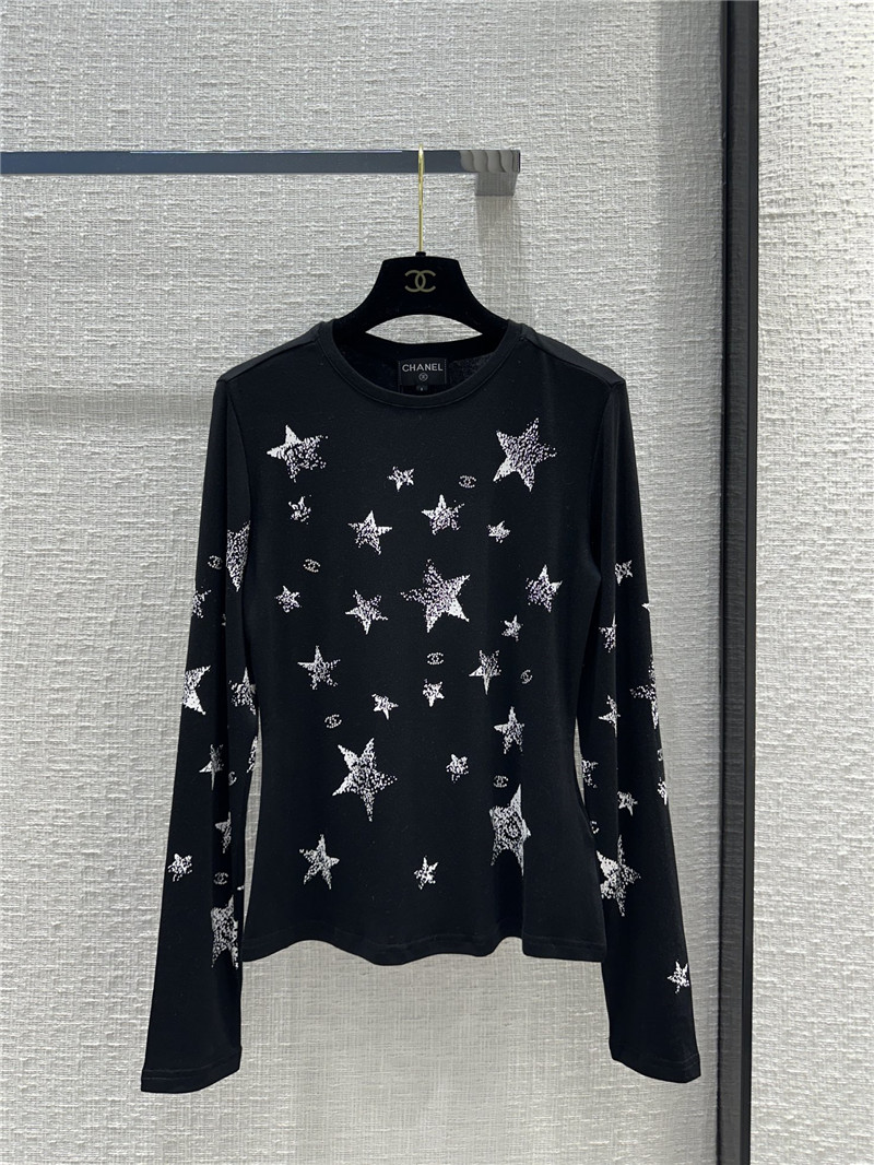 Ch**el star printed rhinestone bottoming top