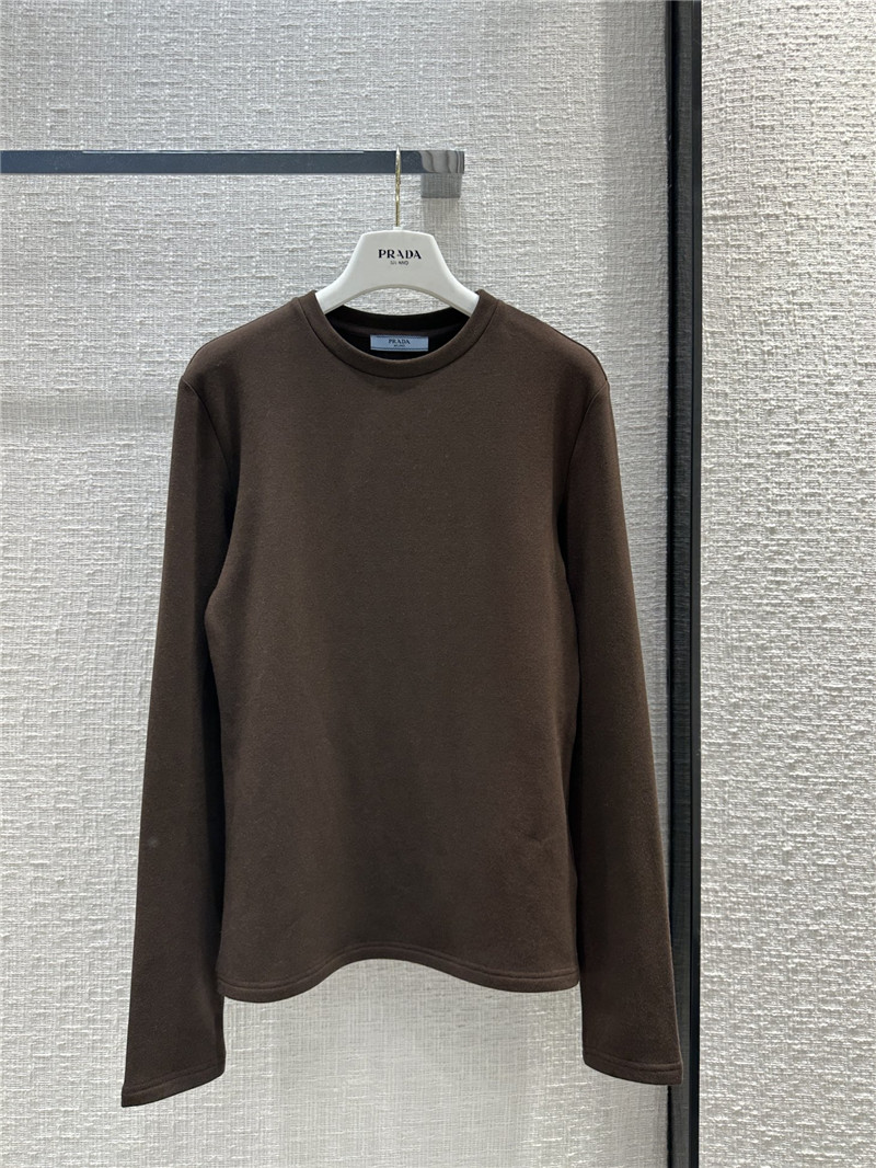Pra*a triangle logo patch brushed base layer shirt