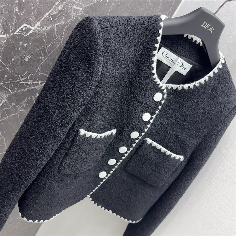 D10r wool jacket with contrast embroidered trim
