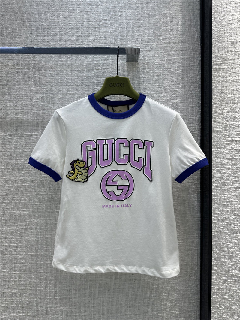 Gvc*1 little flying dragon embroidered logo printed cotton t-shirt