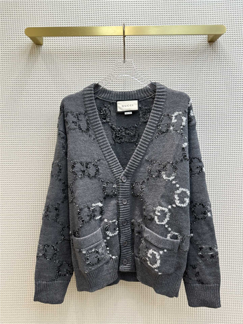 GG Intarsia V-Neck Knitted Cardigan