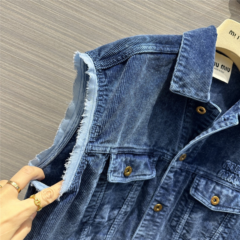 M1um1u distressed washed corduroy vest jacket