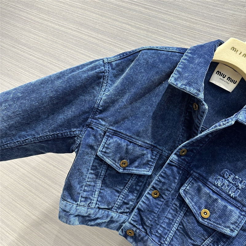 M1um1u distressed washed corduroy short jacket