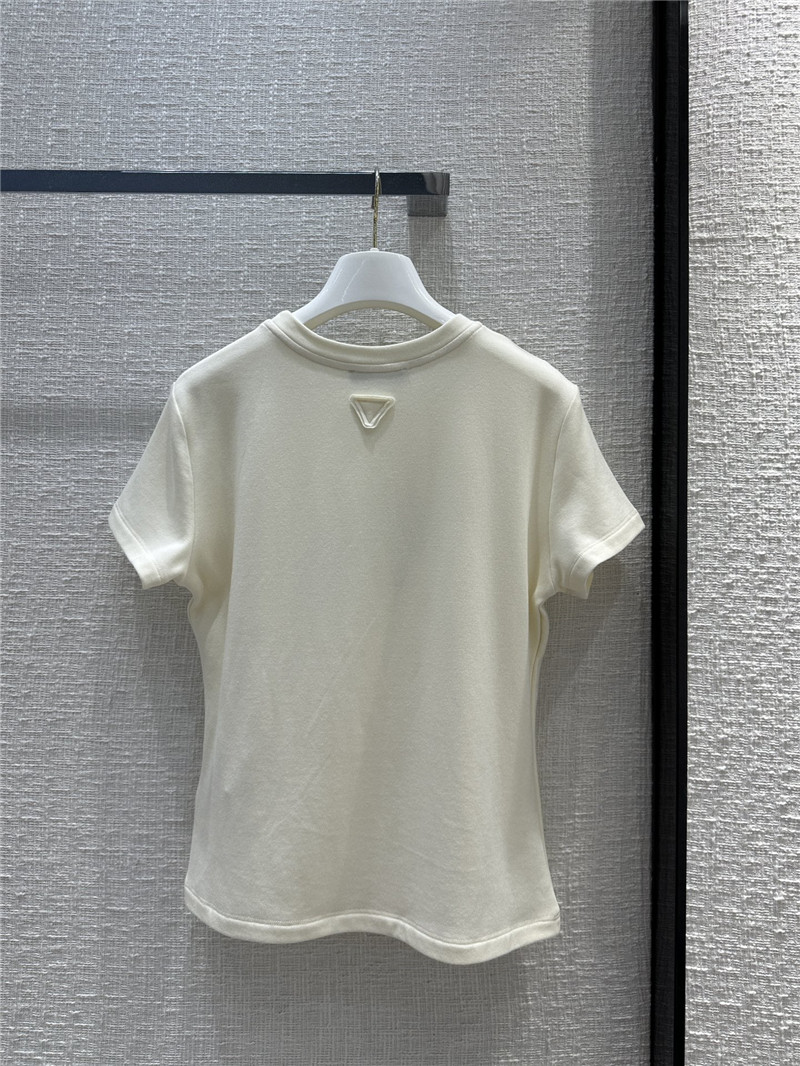 Pra*a triangle logo patch brushed short-sleeved shirt
