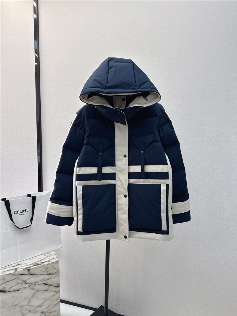 Ce1i*e new hooded stand collar work style down jacket