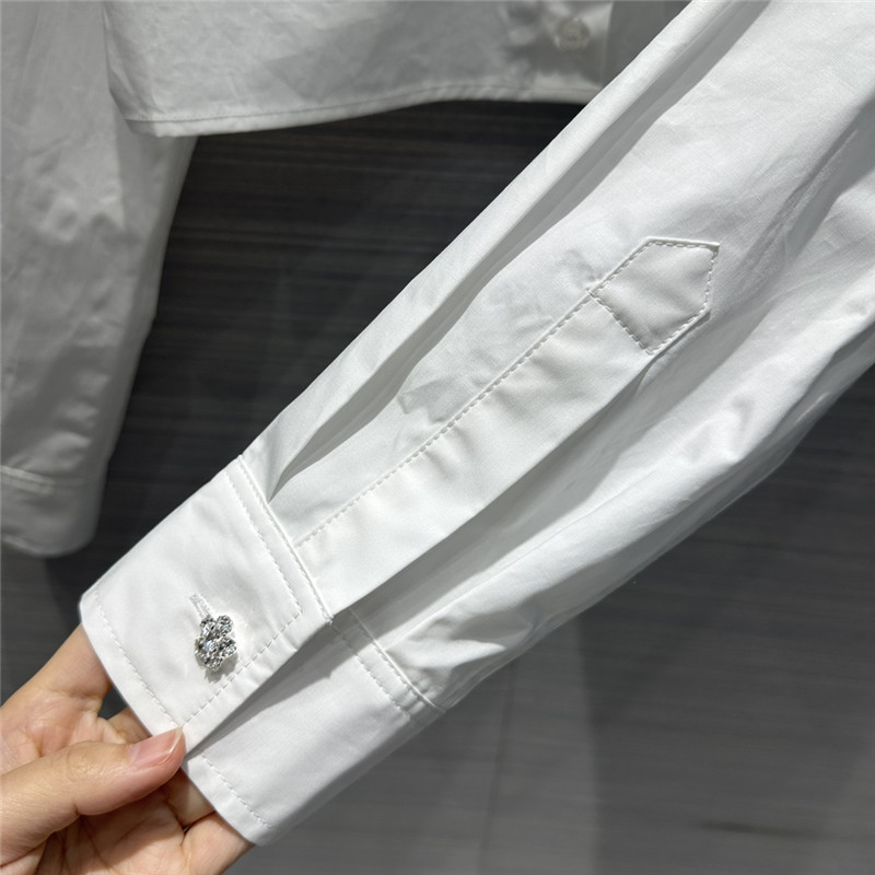 Pra*a party series rhinestone button design white shirt