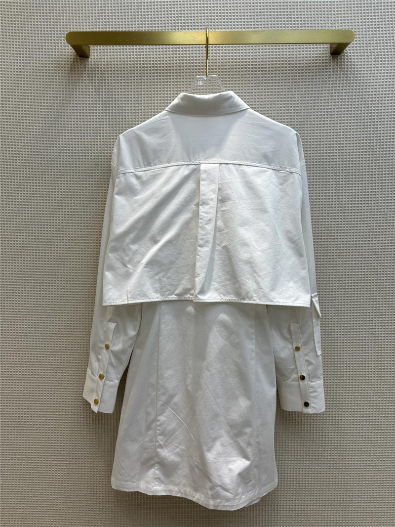 M1um1u fake two piece lapel long sleeve shirt dress