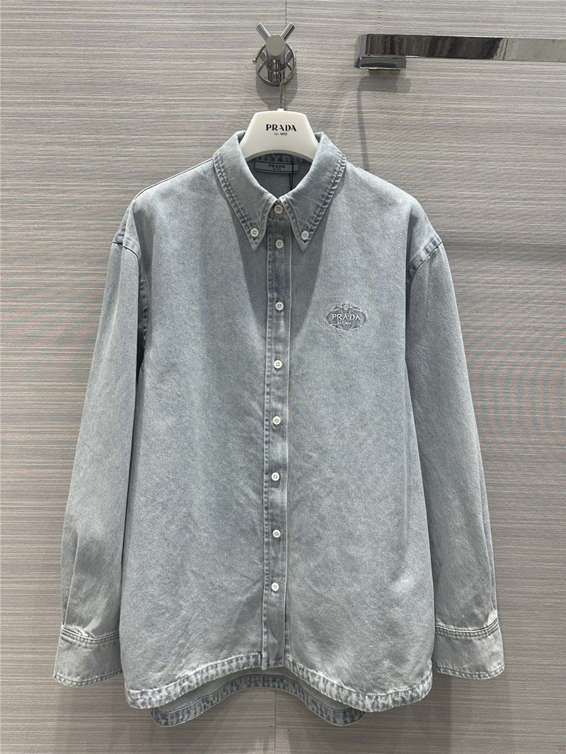 Pra*a vintage enzyme washed premium denim shirt