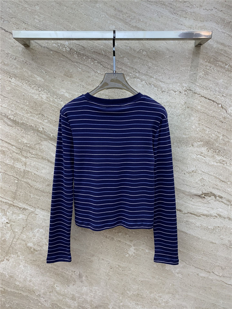 M1um1u striped contrast print long-sleeved t-shirt