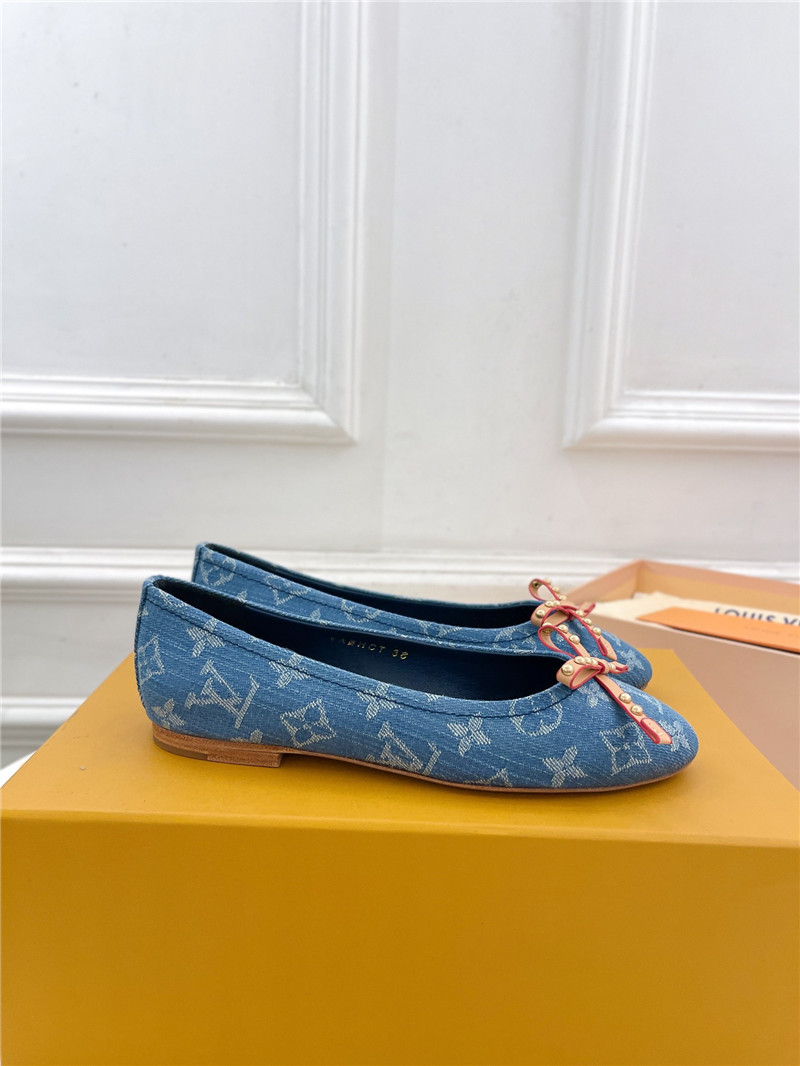l0vis Vvtt0n lv round toe bow rivet ballet shoes