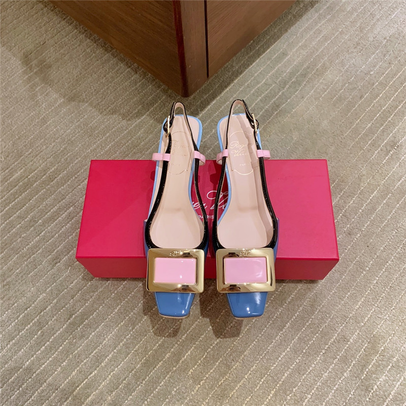 roger u1u1er new patent leather block heel sandals