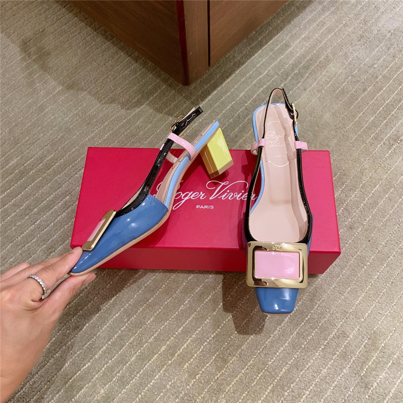 roger u1u1er new patent leather block heel sandals