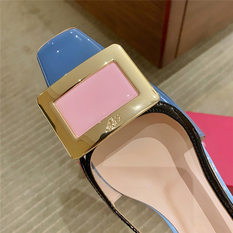 roger u1u1er new patent leather block heel sandals