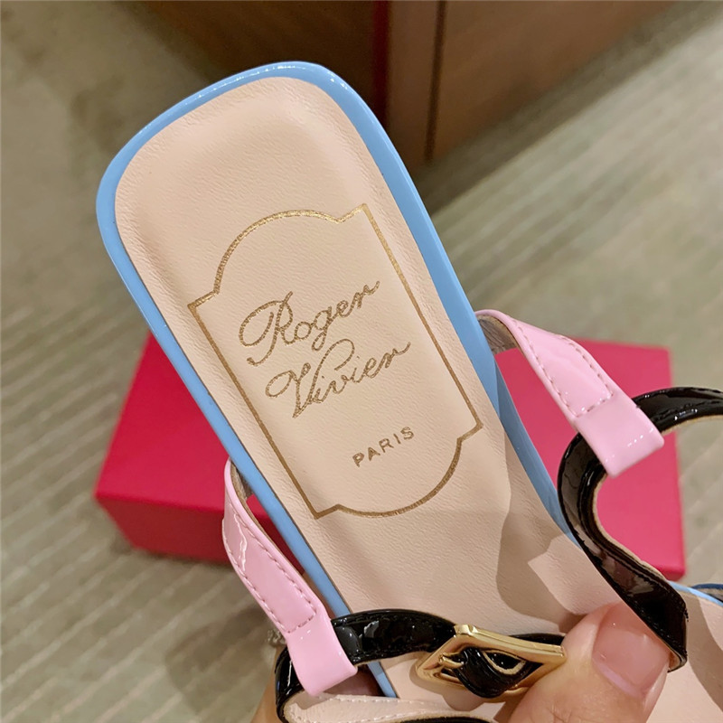roger u1u1er new patent leather block heel sandals