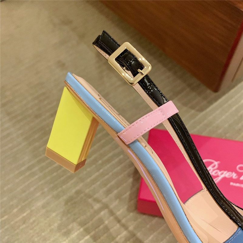 roger u1u1er new patent leather block heel sandals