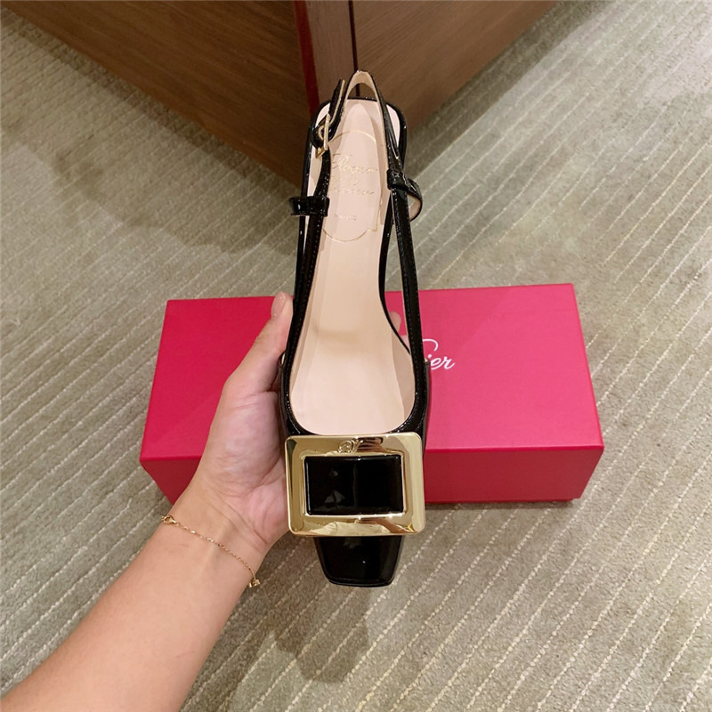 roger u1u1er new patent leather block heel sandals