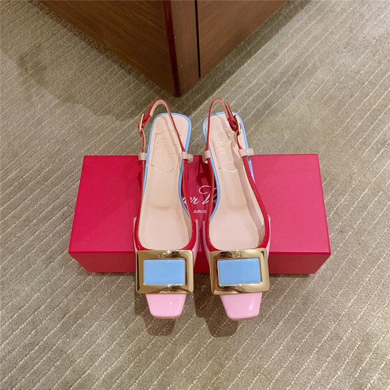 roger u1u1er new patent leather block heel sandals