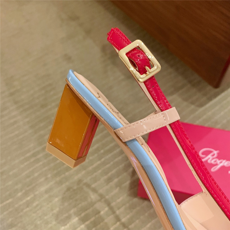 roger u1u1er new patent leather block heel sandals
