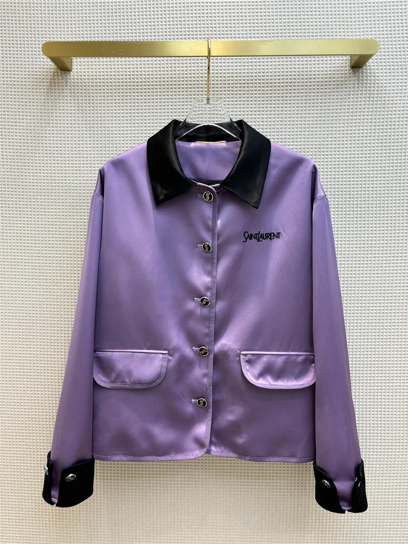 Y51 contrasting small lapel satin jacket