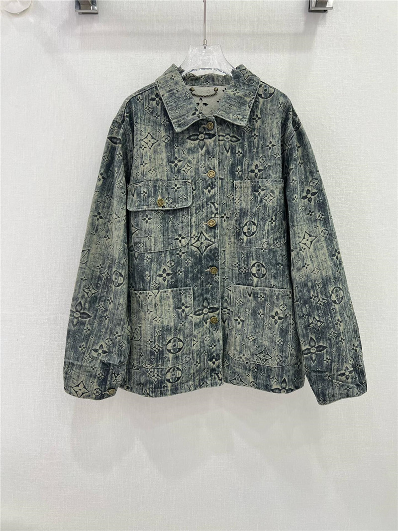 l0vis Vvtt0n lv denim jacket with full logo for couples