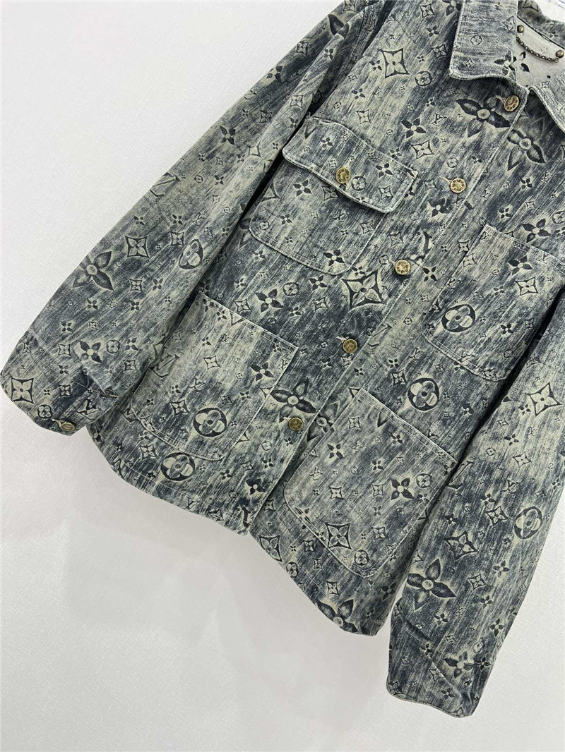 l0vis Vvtt0n lv denim jacket with full logo for couples