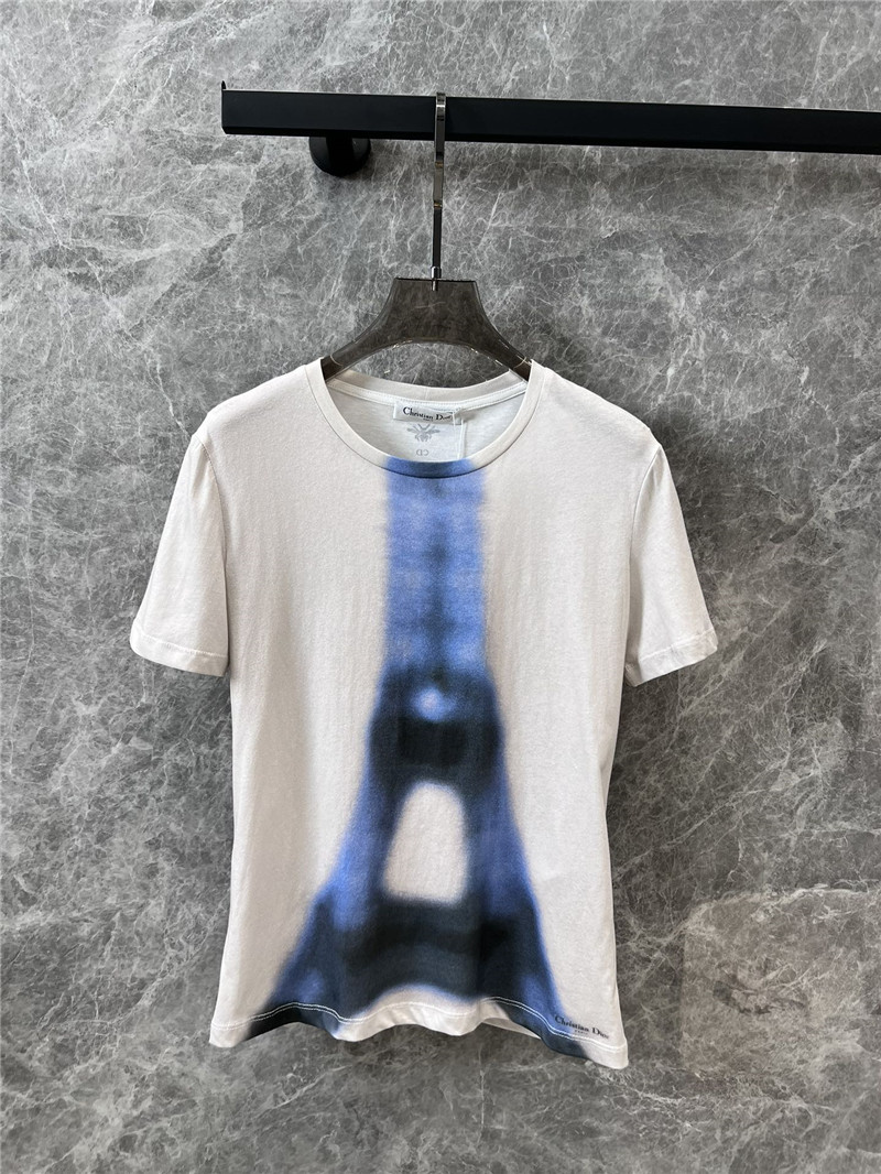 D10r eiffel tower printed round neck short-sleeved t-shirt