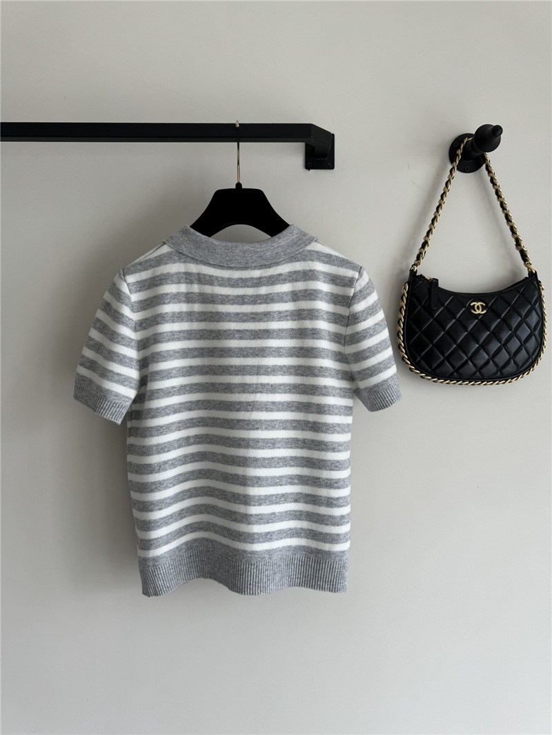 Ch**el new lapel striped short sleeves