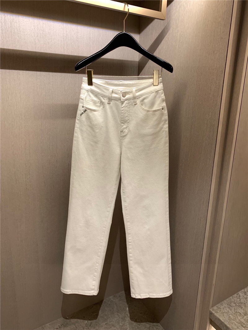 M1um1u pocket embroidered lettering jeans