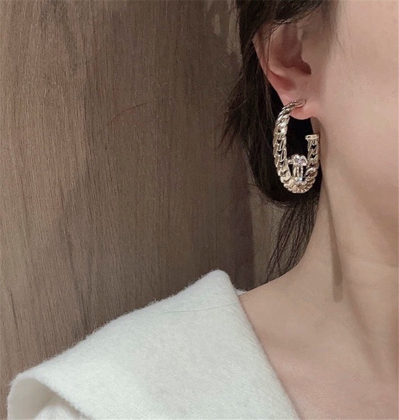 Ch**el chain double c earrings