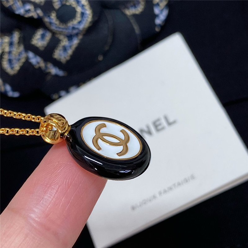 Ch**el black and white button necklace
