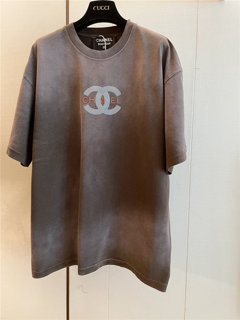 Ch**el distressed distressed short-sleeved replica clothing