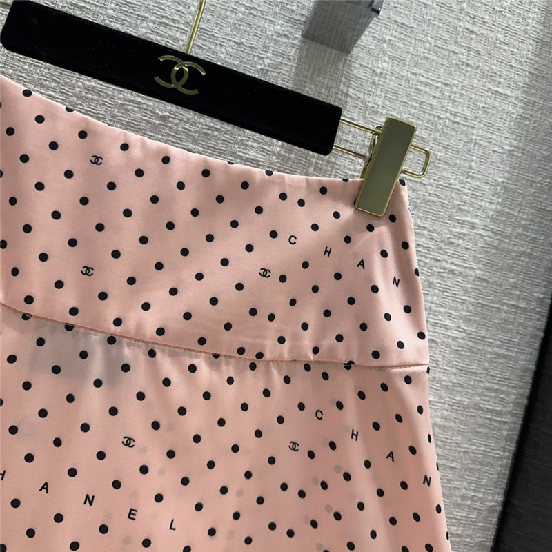 Ch**el pink polka dot logo print skirt replica clothing sites