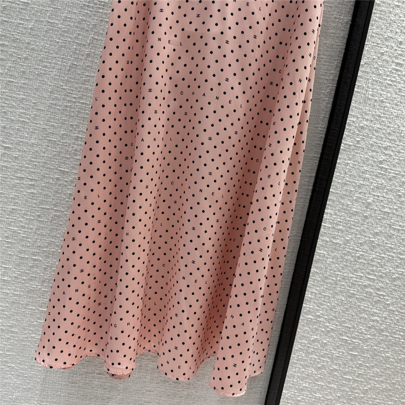 Ch**el pink polka dot logo print skirt replica clothing sites