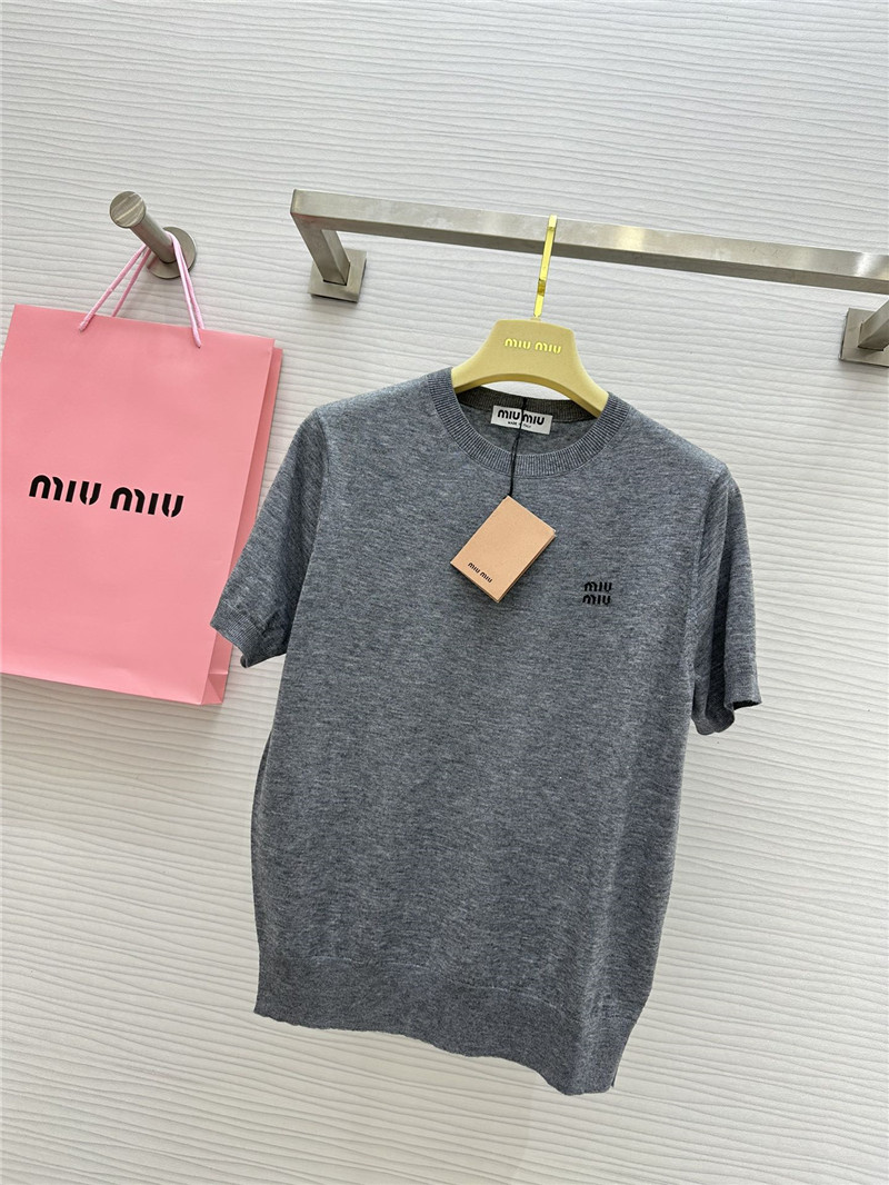 M1um1u small logo knitted short sleeve replica clothing sites