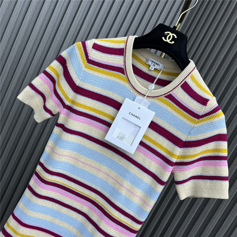 Ch**el colorful striped knit t-shirt